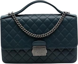 Chanel Pre-owned Vintage Quilted Flap Shoulder Bag - Dames - Vintage Handtas - Groen - ONE Size - Leer - Vintage