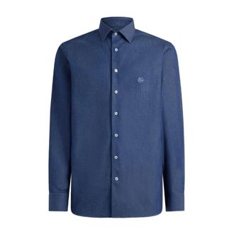 Etro Casual Shirts, male, Blue, L, Navy Blue Cotton Shirt Classic Design
