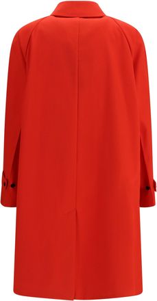Prada Womens Cotton Gabardine Coat With Classic Collar Rosso Polyester
