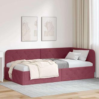 vidaXL vidaXL Cornice del letto ad angolo Rosso Vino 90 x 190 cm Tessuto