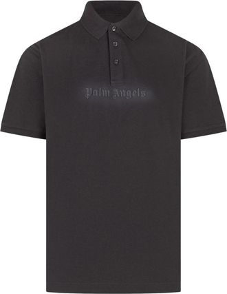 Palm Angels Logo Spray Polo - Heren - Polos - Zwart - M - Katoen - Tops