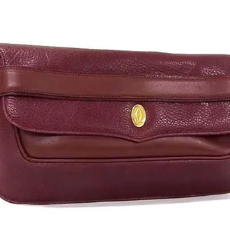 Cartier Bordeaux Leather Clutch Bag (Pre-Owned)