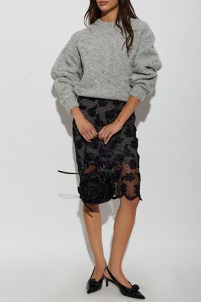 Rotate Floral Print Skirt, Womens, Black