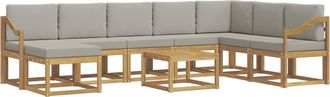 vidaXL Conjunto De Sof&aacute;s De Exterior 9 Uds. Blanco Y Gris Claro Vidaxl