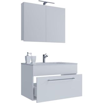 ebuy24 Ebuy24 - Vcm 3 Pcs Lavabo Lavabo Inferior Gabinete Ancho 60 Cm Juego De Muebles De Ba&ntilde;o Colgando Con Un Caj&oacute;n Espejo Gabinete Badinos (roble Miel)