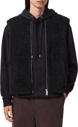AllSaints Otis Fleece Vest in Jet Black at Nordstrom, Size Xx-Large