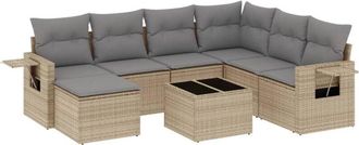 vidaXL Vidaxl - Juego De Sof&aacute;s De Jard&iacute;n Con Cojines Beige 8 Pzas Rat&aacute;n Pe