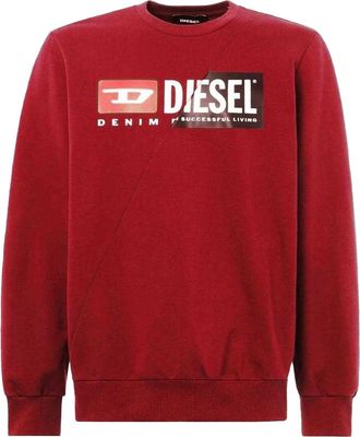 Diesel Unisex Divison Cut Logo Sweatshirt voor volwassenen (Rood)