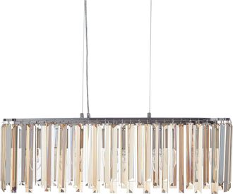 Beliani Lampadario A Sospensione In Ferro Con Cristalli Di Vetro Finitura Cromata Illuminazione Soggiorno Sala Da Pranzo Argento Mandeo
