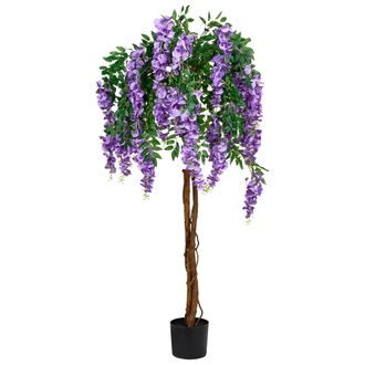 Beliani Planta Artificial En Maceta Para Interior Decoraci&oacute;n De Pl&aacute;stico Con Maceta Negra 150 Cm Wisteria Tree