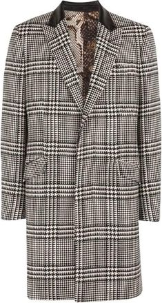 Roberto Cavalli Houndstooth Single-Breasted Coat, Brand Size 48 ( US Size 38 )