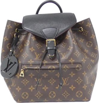 Louis Vuitton Black Marron Coated Canvas Leather Backpack (Pre-Owned)