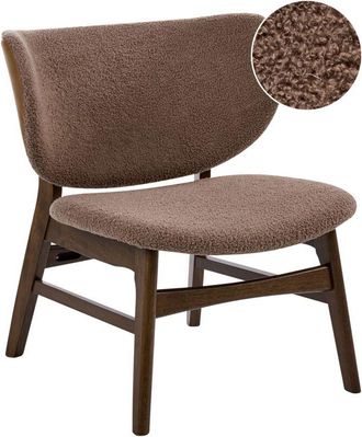 Beliani Dining Chair Dark Brown and Taupe Polyester Boucle Fabric Rubberwood Legs Retro Traditional Style DAY