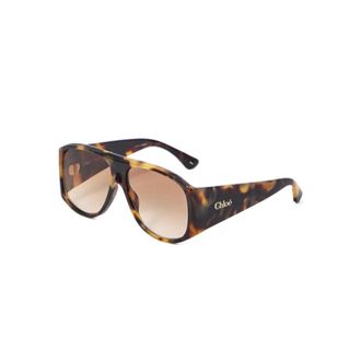 Chlo&eacute; Brown Tortoiseshell Gradient Round Sunglasses