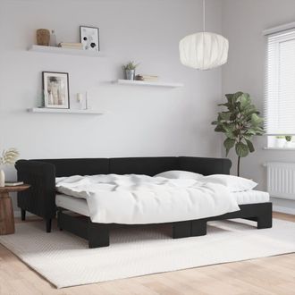 vidaXL Vidaxl - Sof&aacute; Cama Nido Con Colch&oacute;n Terciopelo Negro 90x200 Cm