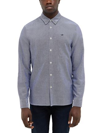 Mustang Langarmhemd MUSTANG Herren Style Edinburg, Herren, Gr. 3XL, US-Gr&ouml;ssen, blau 4136, Twill, 100% Baumwolle, meliert, slim fit, Hemden Langarmhemd