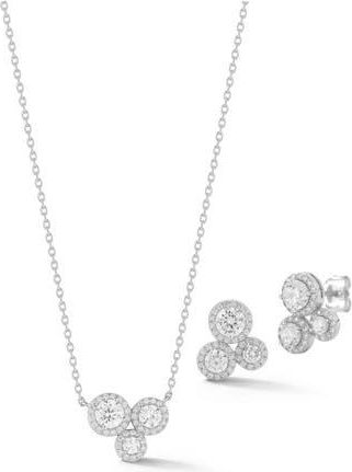 Glaze Jewelry Cluster Cubic Zirconia Pendant Necklace & Stud Earrings Set in Silver at Nordstrom Rack