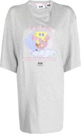 GCDS x SpongeBob printed cotton-jersey T-shirt dress - women - Cotton - L - Grey