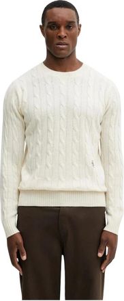Sporty & Rich SRC Cableknit Cashmere Sweater - Heren - Cashmere truien - Beige - XL - Wol - Truien & Vesten