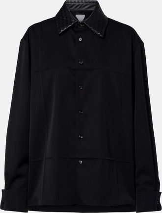 Bottega Veneta Intrecciato leather-trimmed wool shirt