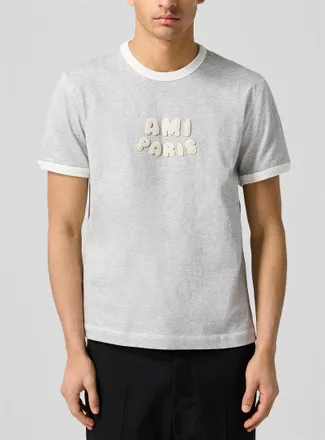 Ami Mens Crocheted logo ringer T-shirt