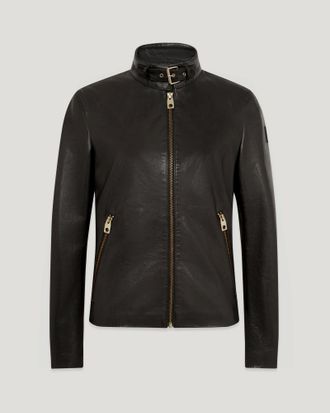 Belstaff Kerr Jacket Womens Calf Satin Leather Black Size XS