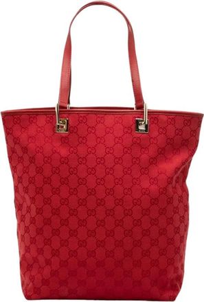 Gucci Pre-owned Canvas Tote Bag - Dames - Vintage Shopper - Rood - ONE Size - Vintage