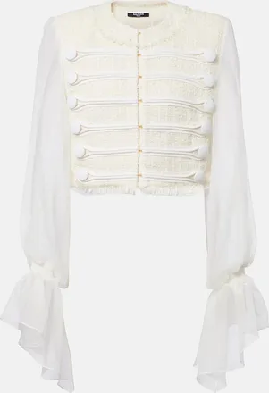 Balmain Silk-trimmed boucl&eacute; jacket