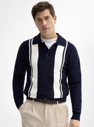 Lindbergh Mens Vertical navy-stripe sweater