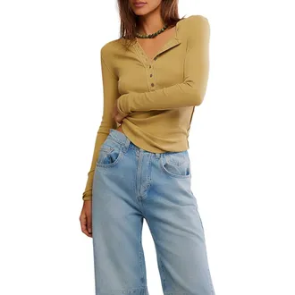 Free People Jamie Henley Top in Dried Tobacco at Nordstrom Rack, Size X-Large