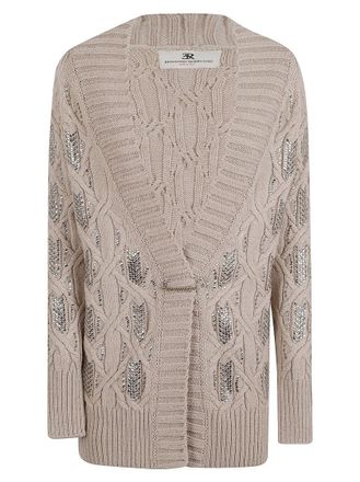 Ermanno Scervino Chunky Cable Knit Sweater With Metallic Embellishments