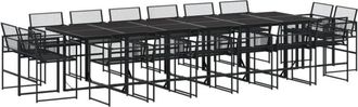vidaXL 17 Piece Garden Dining Set Black Poly Rattan Vidaxl