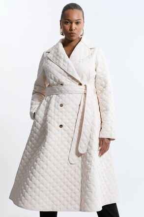 Karen Millen Plus Size Quilted Full Skirt Midi Coat
