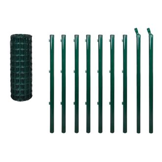 Berkfield Home Modern Euro Fence Steel 10x1.0 m Green
