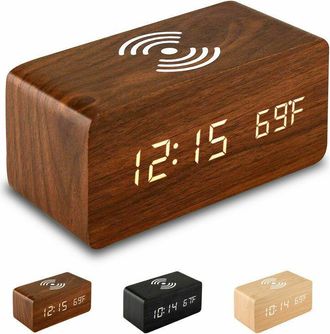 OEM Reloj Despertador Digital Con Cargador Inal&aacute;mbrico, Reloj Despertador De Escritorio Led Con Pantalla De Temperatura, Rojo