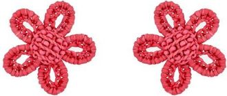 Oscar De La Renta Woven Flower Earrings in Rose at Nordstrom