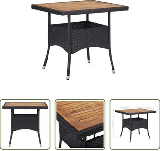 vidaXL Tavolo da pranzo in rattan - Tavolo da Pranzo Esterno in Polyrattan Nero e Massello dAcacia