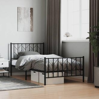 Berkfield Home Metal Bed Frame without Mattress with Footboard Black 100x200cm | Size: 100x200 cm