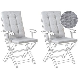 Beliani Beliani - Conjunto De 2 Cojines Para Asiento Y Respaldo De Sillas De Exterior Con Lazos Gris Jaspeado Maui