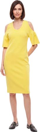 Stella McCartney Yellow Scoop Neck Knee Length Dress