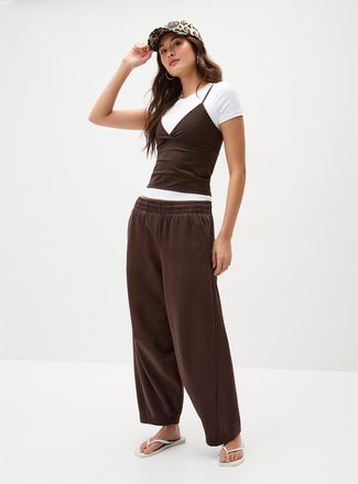 Twik Womens Fleece barrel-leg pant
