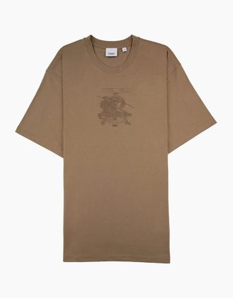 Burberry Mens Burberry Tristan Embroidered Ekd T-shirt Camel - Brown - Size: 36
