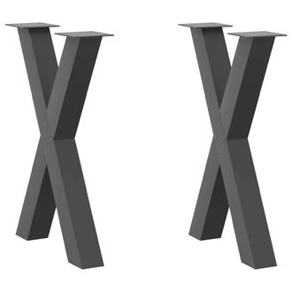 Berkfield Home Dining Table Legs X-Shaped 2 pcs Anthracite 60x(72-73) cm Steel in Black