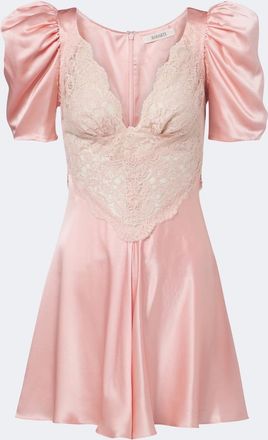 Rodarte Lace-trimmed silk satin minidress