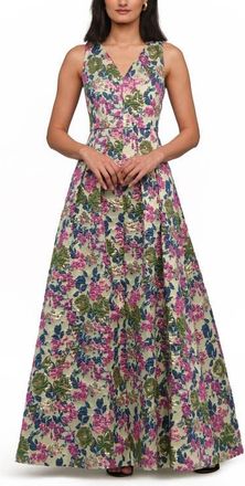 JS Collections Madge Pleated Ballgown in Pale Gold at Nordstrom, Size 14