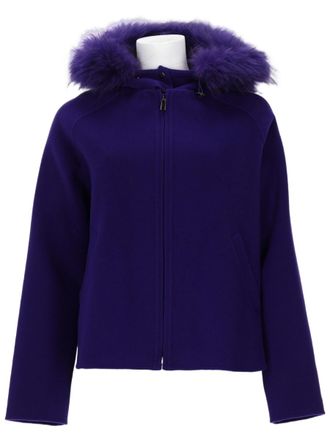 P.A.R.O.S.H. Cropped Wool Jacket with Plush Fur Trim