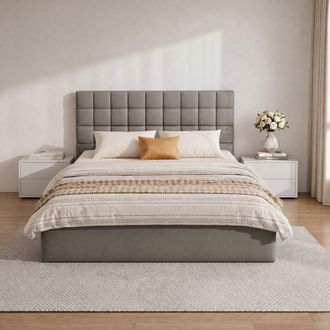 Merax 4ft6 Double Grey PU Leather Storage Ottoman Bed Frame with 3 Drawers