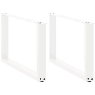 vidaXL Patas Para Mesa De Centro En Forma De U (2 Unidades), Color Blanco, 60 X (42-43) Cm, Acero Vidaxl