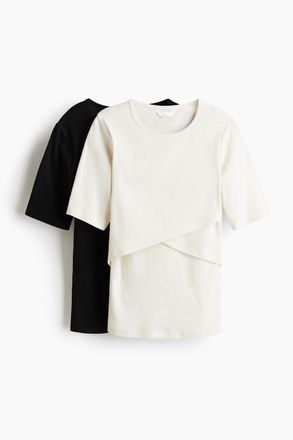 H&M MAMA 2er-Pack Before & After Stillshirts - White