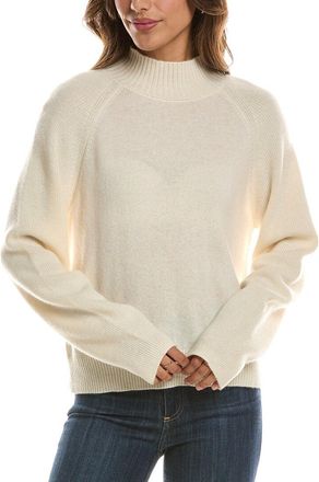 Fort&eacute; Cashmere Mix Stitch Raglan Mock Neck 100% Cashmere Sweater